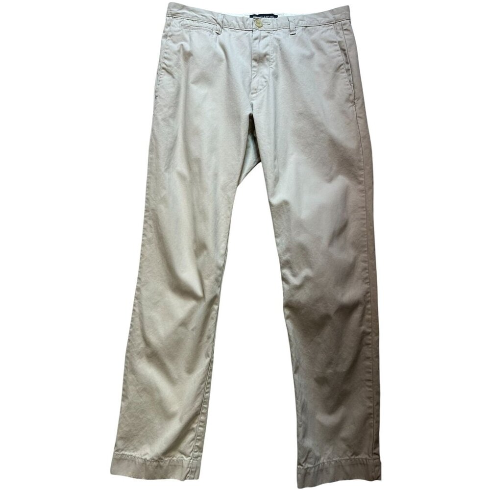 Banana Republic Men's Straight Chino Pants Flat Front Size 32x32 Light Beige